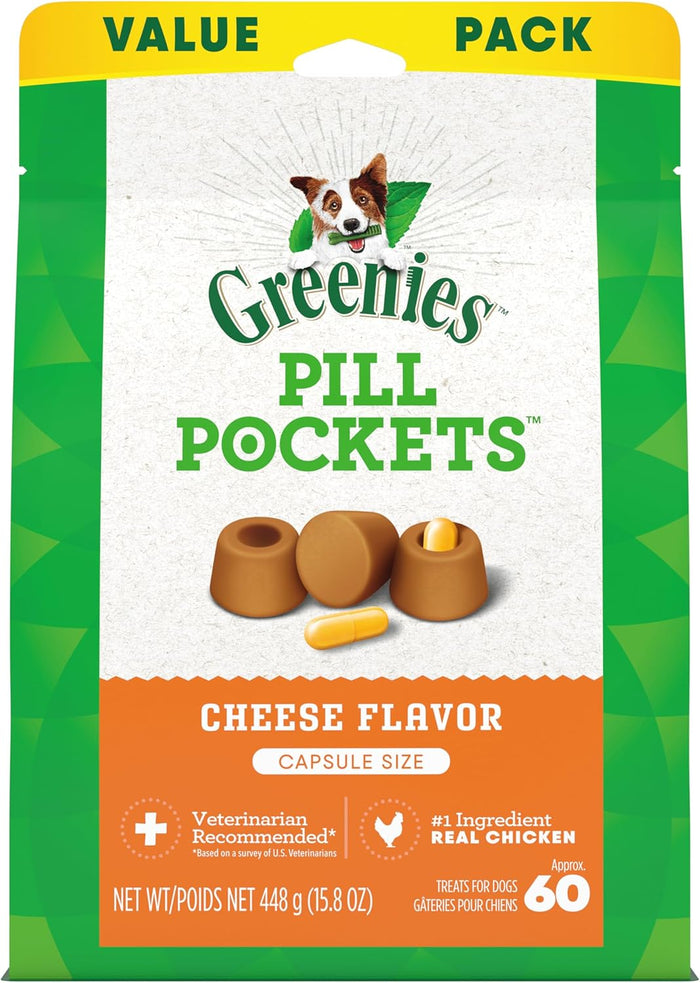 Greenies Pill Pockets for Dogs Large Size, Soft Dog Treats, Cheese Flavor, 7.9 oz. Pouch (30 Treats)