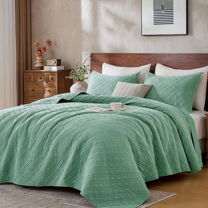 DOWN HOME Queen Quilt Bedding Set with Shams, Lightweight Bedspread Coverlet Thin Comforter Bed Cover Soft Quilted Blanket for All Season, Brushed Microfiber Diamond Stitching, Ash Gray, 88"x92"