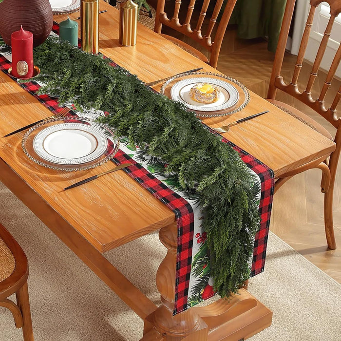 2 Pcs 6ft Christmas Garlands Cypress Garland, 160 Branches Real Touch Artificial Faux Greenery Garland for Mantle, Table, Wall, Indoor, Outdoor Christmas Decorations