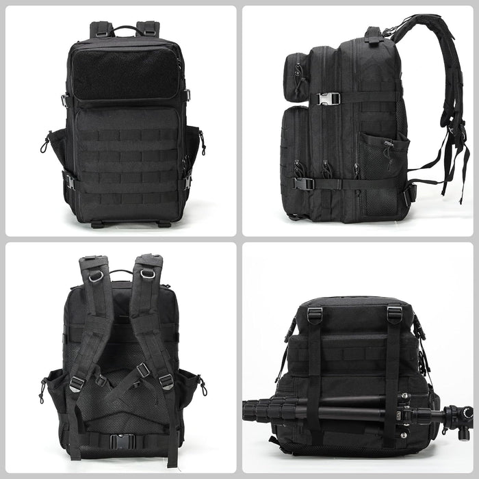 gracedon Military Tactical Backpack for Men and Women Army Camping Daypack Bug out Bag 45l Asault Pack for Travel Hiking (Black)
