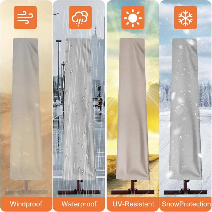 Patio Umbrella Covers, 420D Oxford Waterproof Umbrella Cover with Zipper for 8ft to 13ft Garden Outdoor Umbrella