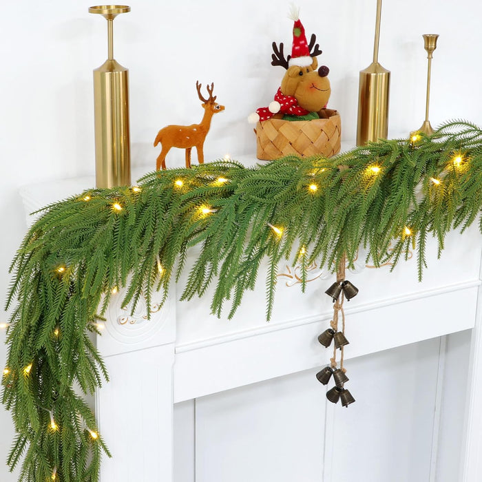 Christmas Garland for Mantle, Norfolk Pine Garland Artificial Greenery Garlands for Table, Wall, Mantle, Indoor, Outdoor Christmas Decorations(1 PCS, 6 FT)