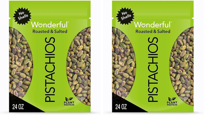 Wonderful Pistachios No Shells, Roasted & Salted Nuts, 6 Ounce Resealable Bag, Protein Snacks, Gluten Free, Healthy Snacks for Adults