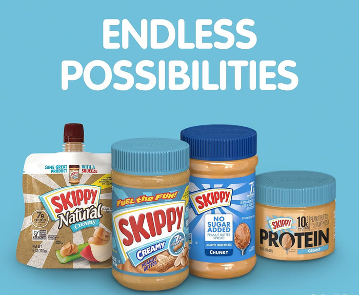 SKIPPY Natural Peanut Butter Creamy Spread, 26.5 oz Jar (Pack of 2)