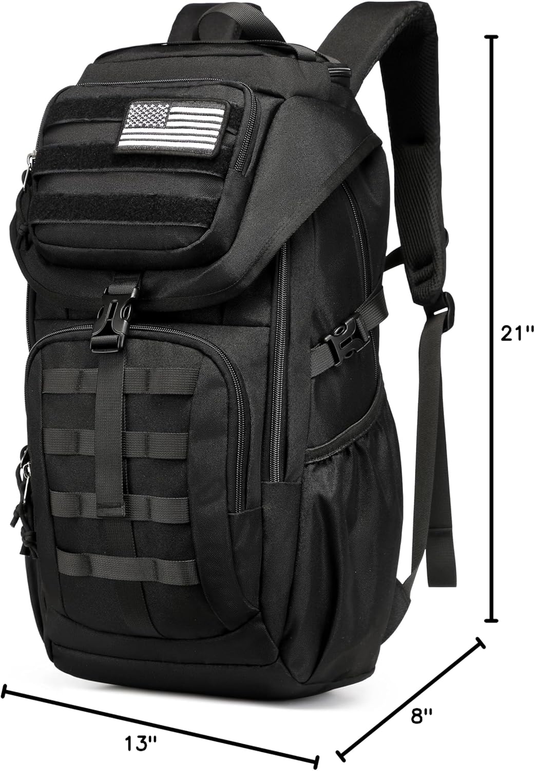 Wotony Tactical Assault Pack Backpack Molle Military Backpack Outdoor Hiking Camping Rucksack Waterproof backpack for men (Black, 25L)