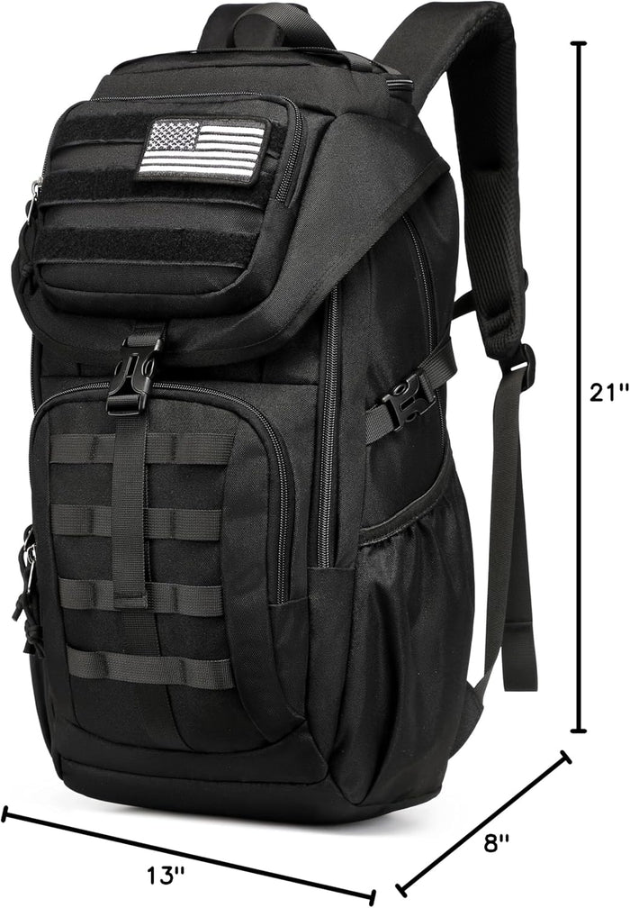 Wotony Tactical Assault Pack Backpack Molle Military Backpack Outdoor Hiking Camping Rucksack Waterproof backpack for men (Black, 25L)