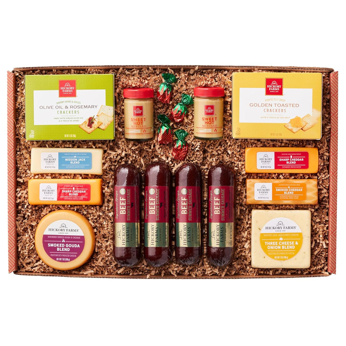 Hickory Farms Signature Beef Meat and Cheese Gift Basket (Large) - Box Set | Charcuterie Board Food | Summer Sausage | Father's Day | Mother's Day | Easter | Christmas | Holiday | Housewarming | Gourmet | Sympathy | Care Package