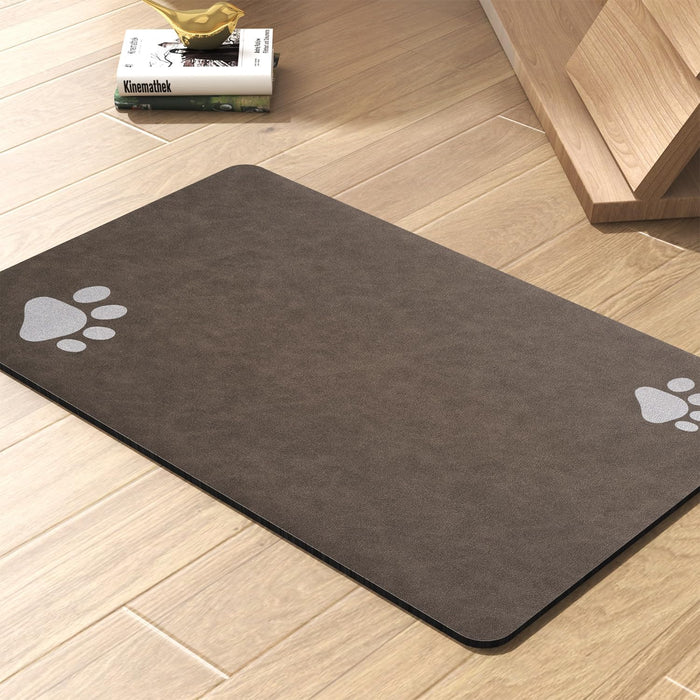 Pet Feeding Mat-Absorbent Dog Mat for Food and Water Bowl-No Stains Quick Dry Dispenser Mat-Dog Accessories Pet Supplies-Water Bowl for Messy Drinkers（Darkgrey,12"x19"