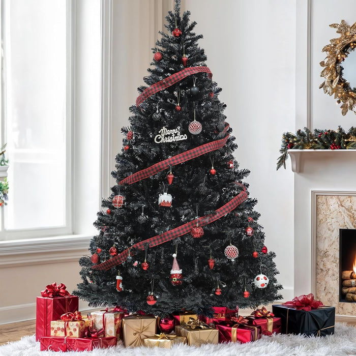 YITAHOME Snow Flocked Artificial Full Christmas Tree, Christmas Pine Tree with 880 Branch Tips, and Foldable Base for Home, Party Decoration(6ft)