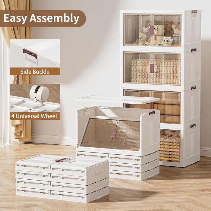 JOYWAVE Storage Bins with Lids,155QT Collapsible Plastic Bins,Closet Organizer and Storage Drawer,3 Pack Cubes