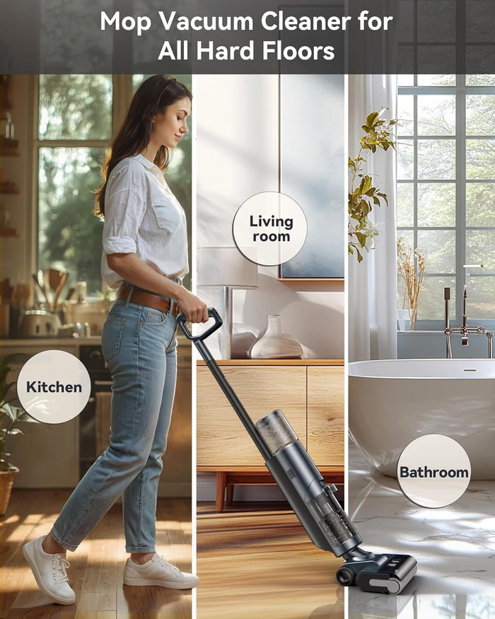 JONR ED12 PRO Wet Dry Vacuum Cleaner,Vacuum Mop All in One, Three Sided Cleaning,Hot Water Self-Cleaning,Hot Air Drying,Tangle-Free,Smart Hard Floor Cleaner Machine with Powerful Suction