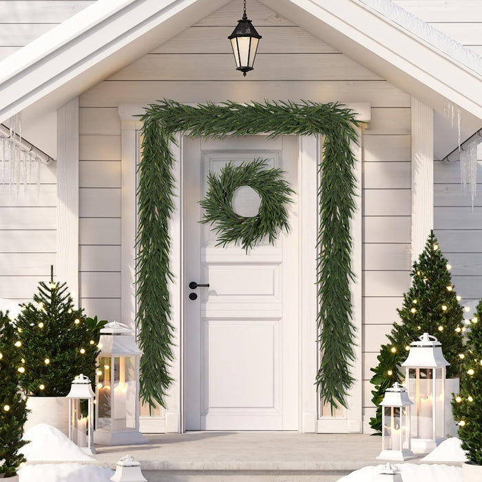 6FT Realistic Christmas Garland Pine Garland Real Touch Green Artificial Greenery Garland Artificial Pine Garlands,for Table Mantle Wall Indoor Outdoor Christmas All-Season Decorations