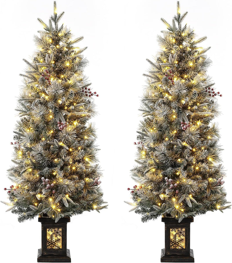 3 Ft Pre-Lit Christmas Tree, Artificial Christmas Trees with Lighting, Xmas Trees with 78 Led Lights, Christmas Decoration for Home, Office, Easy Assembly