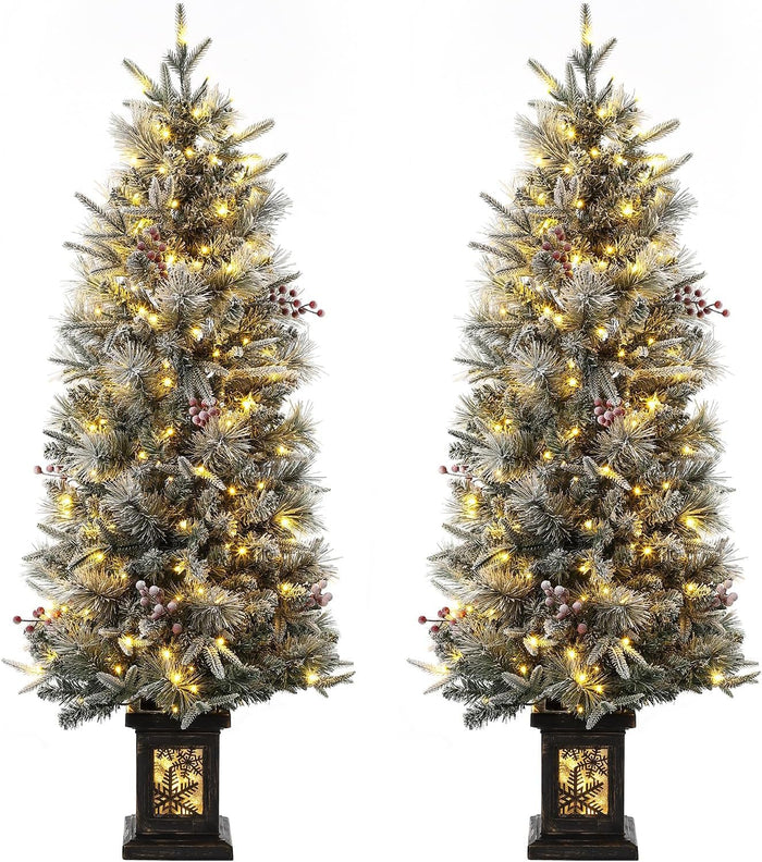 3 Ft Pre-Lit Christmas Tree, Artificial Christmas Trees with Lighting, Xmas Trees with 78 Led Lights, Christmas Decoration for Home, Office, Easy Assembly