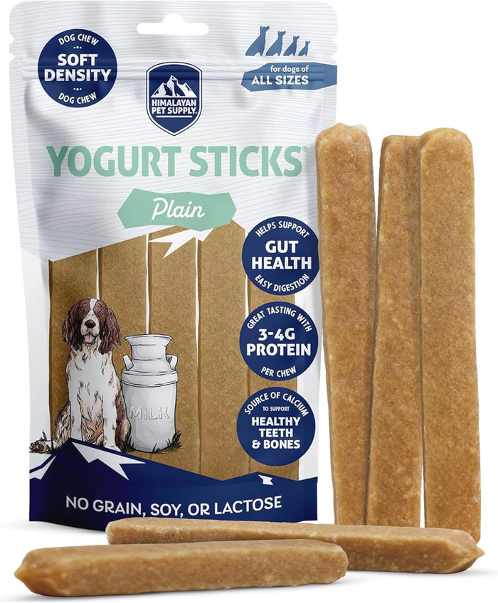 Himalayan Dog Chew Yogurt Sticks, Peanut Butter, Dog Treats With Prebiotics, Probiotics & Protein, Digestive Support, Lactose & Gluten Free, Natural Dog Treat for All Breeds, Made in America, 5 Count