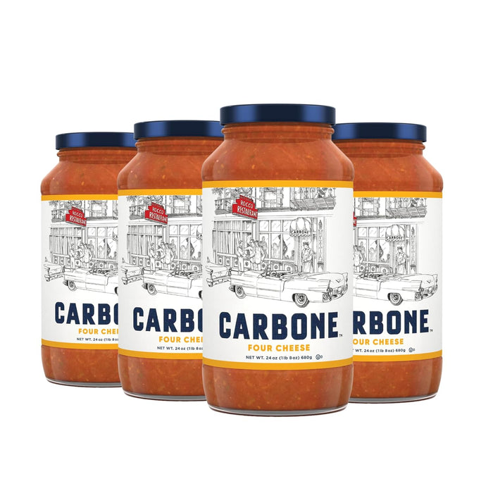 Carbone Pasta Sauce VARIETY PACK of Spicy Vodka, Marinara, Four Cheese, Tomato Basil, Tomato Sauce Made with Fresh, Natural Ingredients, Non GMO, Gluten Free, Low Carb, 24 Fl Oz (Pack of 4)
