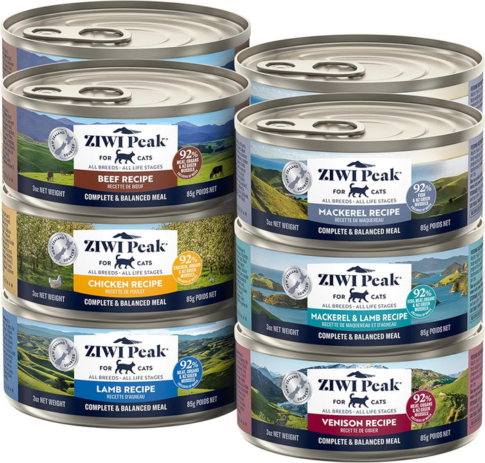 ZIWI Peak Wet Cat Food Variety Pack - Beef, Chicken, Lamb, Mackerel & Lamb, Mackerel, Venison, 6 Pack (3oz Each)