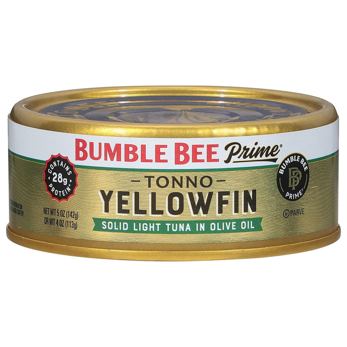 Bumble Bee Prime Solid White Albacore Tuna in Water, 5 oz Easy Open Cans (Pack of 4) - Premium Wild Caught Tuna - 32g Protein per Serving - Non-GMO Project Verified, Gluten Free, Kosher