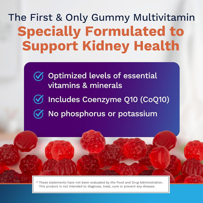Renadyl Advanced Multivitamin Gummy for Kidney Health | Optimized Levels of Essential Vitamins and Minerals | 60 Chewable Gummies | Berry Flavored | Made in USA