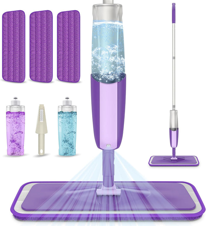 Spray Wet Mops for Hardwood Floors- MEXERRIS Microfiber Dust Dry Mop with 3 Microfiber Washable Pads Hard Wood Floor Mop with Sprayer Commercial Home Use for Wood Floor Laminate Ceramic Tiles