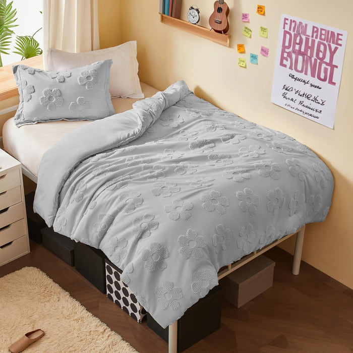Joiedomi Tufted Queen Comforter Set, 3 Pieces Beige Boho Queen Bedding Set with 1 Plaid Geometric Comforter and 2 Pillow Shams, Checkered Bed in a Bag for All Seasons