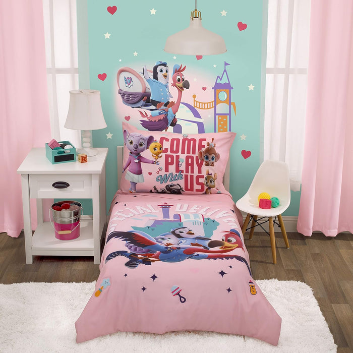 Disney Pretty Princess Toddler Bed, 4 Piece Set, Pink