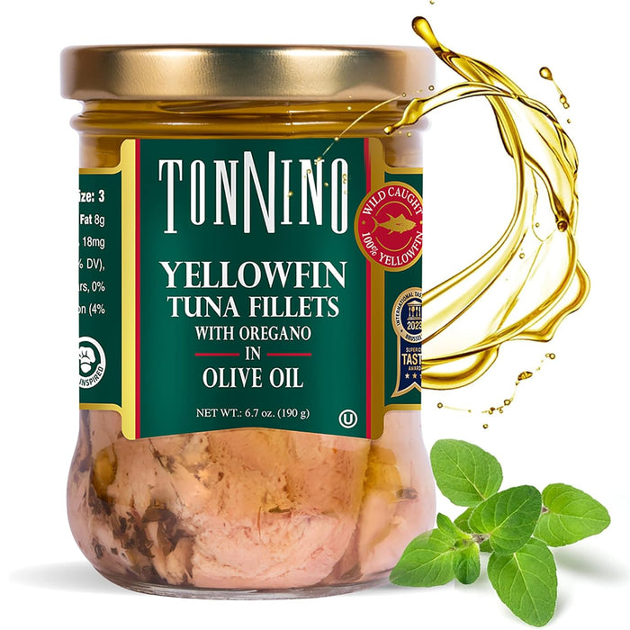Tonnino Yellowfin Tuna Fish Premium – Spring Water – Pack of 6 – Alternative to Salmon – Protein Snacks – Ready to Eat Meals