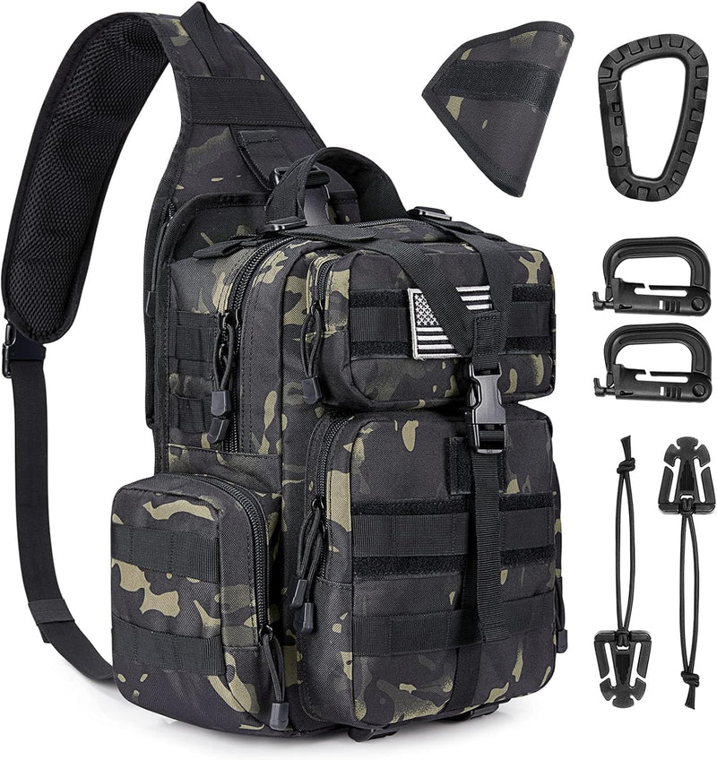 G4Free Large Tactical EDC Sling Bag Backpack, Military Molle Bag Single Strap Shoulder Backpack for Men