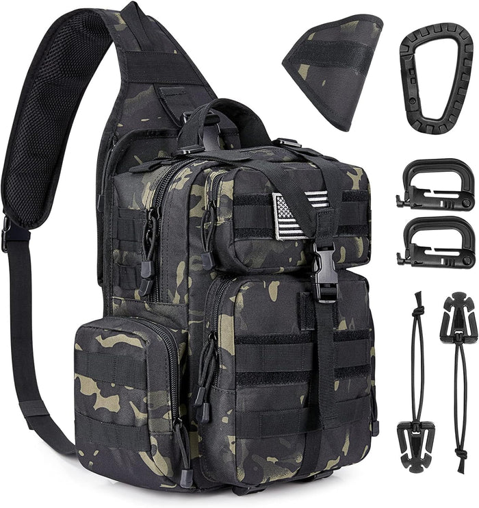 G4Free Large Tactical EDC Sling Bag Backpack, Military Molle Bag Single Strap Shoulder Backpack for Men
