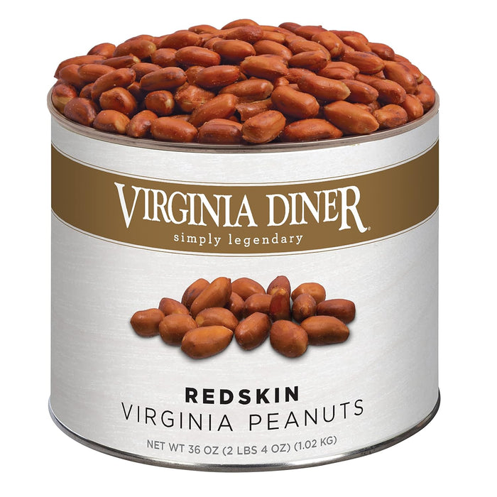 Virginia Diner Natural XL Blister Roasted Virginia Peanuts, Heart Healthy, All Natural, 36 Ounce Tin (2.25 Pound Salted)
