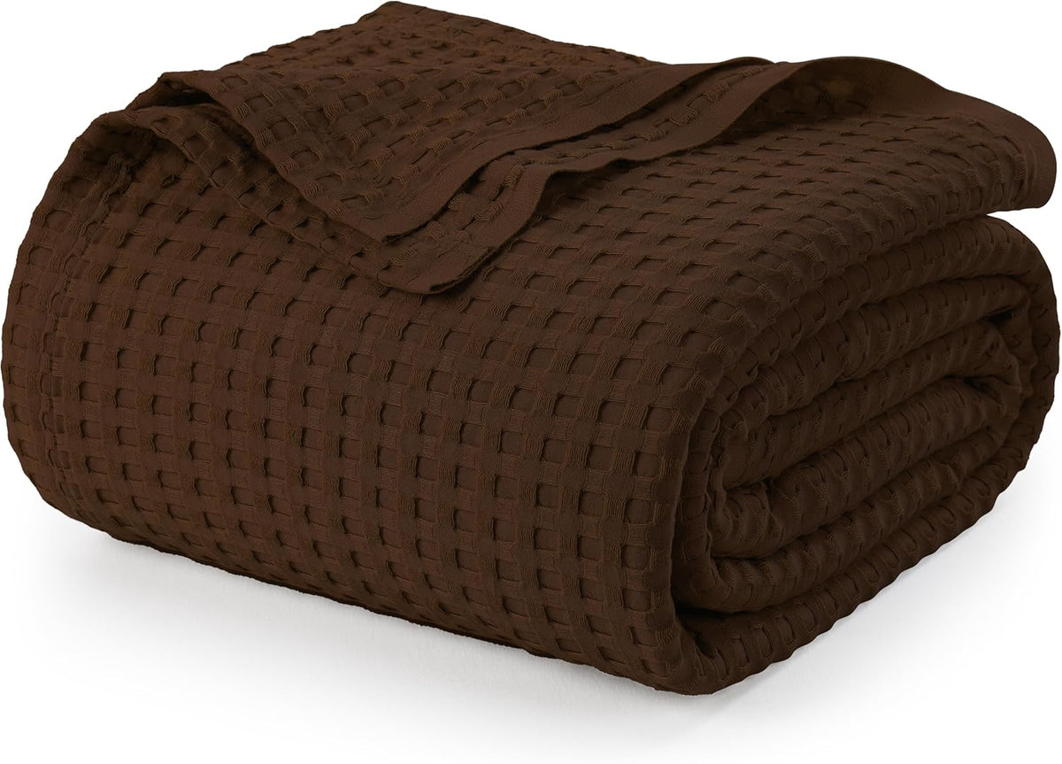 Utopia Bedding Khaki 100% Cotton Waffle Blanket 300 GSM [King - 90x108 Inch] Soft Lightweight Breathable Bed Blanket for All Season