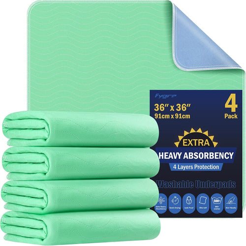 6 Pack 36” x 36” Extra Heavy Absorbency Washable Underpads, Waterproof Quick Drying Nursing Pads Incontinence Bed Pads, Reusable Washable Pee Pads for Dogs, Diaper Changing & Adults