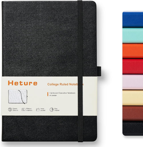 8 Pack Lined Journal Notebooks,A5 Hardcover Notebooks, 5.5 x 8.3 inch, 100GSM, 160 Pages, Classic College Ruled Notebooks for Writing/Work/Travel/College (Black)