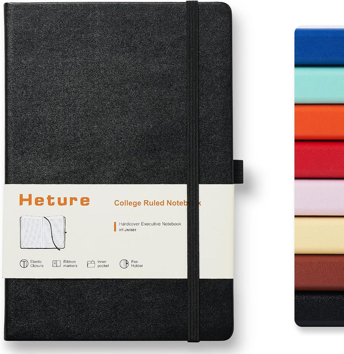 8 Pack Lined Journal Notebooks,A5 Hardcover Notebooks, 5.5 x 8.3 inch, 100GSM, 160 Pages, Classic College Ruled Notebooks for Writing/Work/Travel/College (Black)