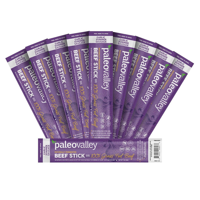 Paleovalley 100% Grass Fed Beef Sticks - Delicious Gluten Free Beef Snack - High Protein Keto Friendly, 40 Count Variety Pack