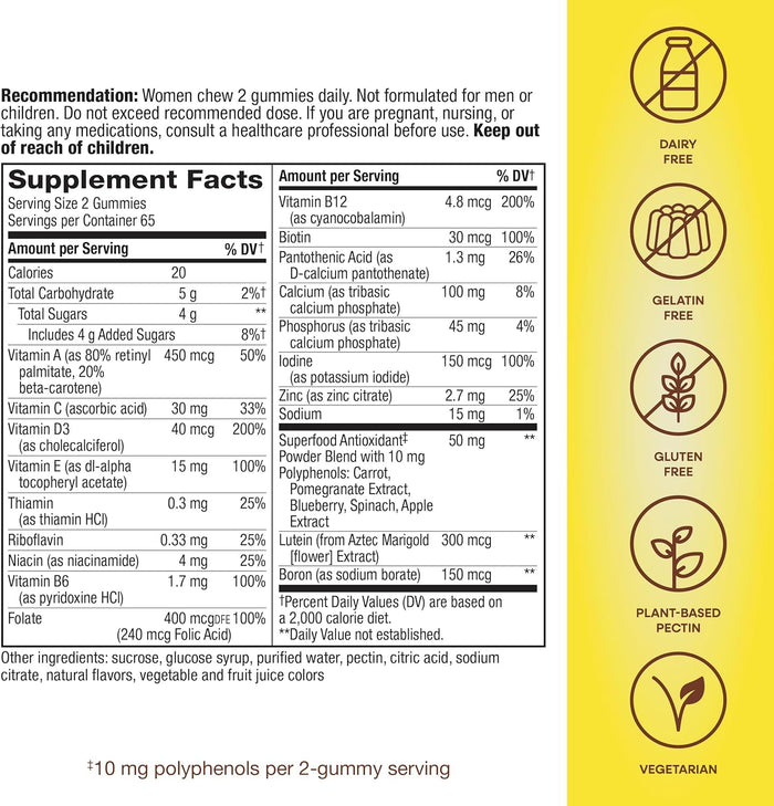 Nature's Way Alive! Women's 50+ Daily Gummy Multivitamins, Women's Supplements, Supports Healthy Heart, Brain & Bones,* B-Vitamins, Mixed Berry Flavored, 130 Gummies (Packaging May Vary)