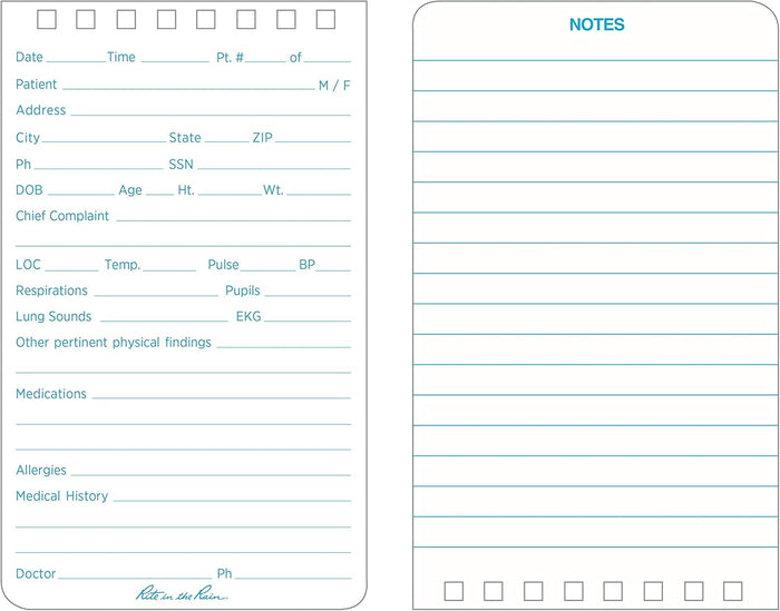 Rite in The Rain Weatherproof EMS Notebook, 3" x 5", Yellow Cover, Vital Stats Pages (No. 112)