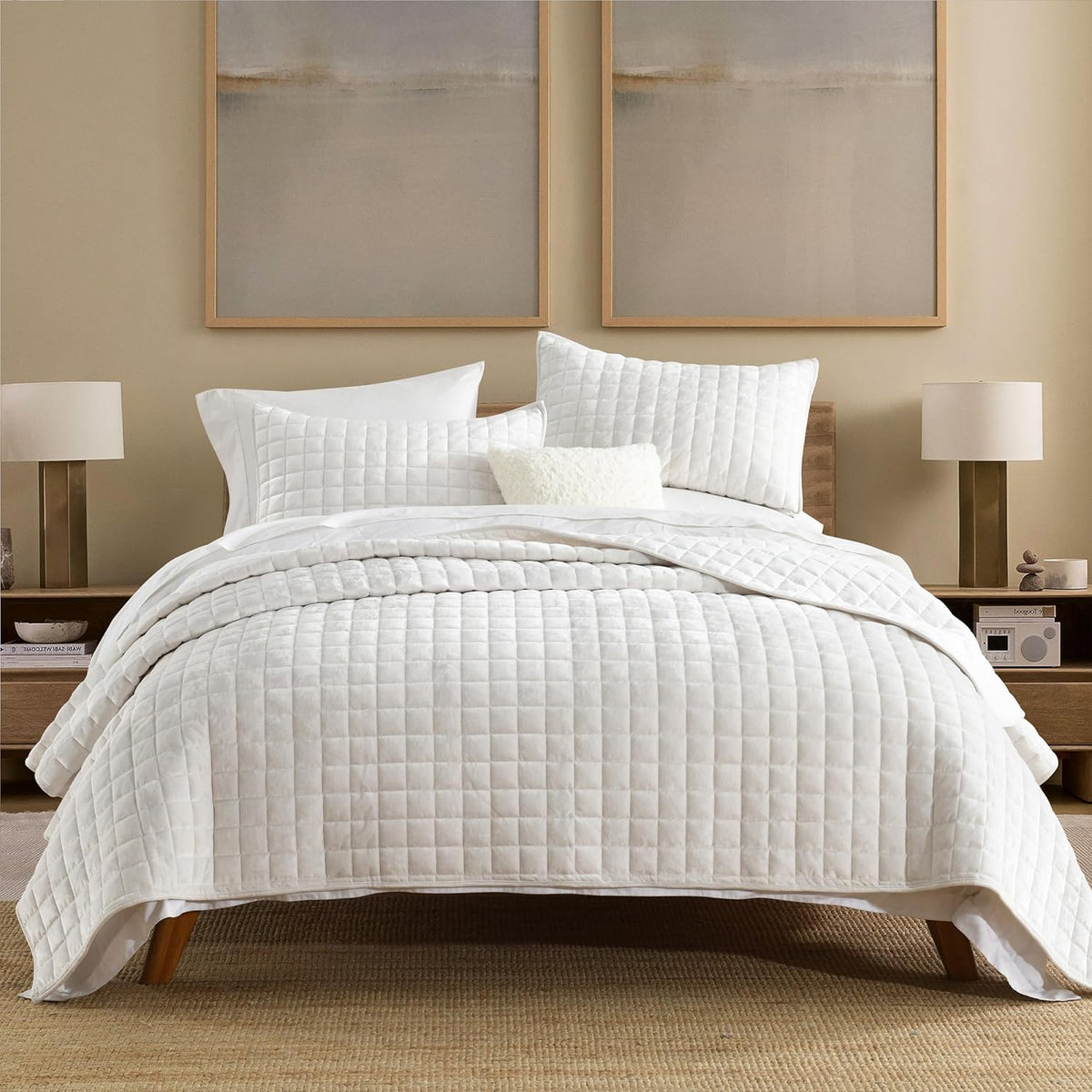 Secgo King Size Comforter Set- 100% Cotton Quilt King Size Set, Green, Sage bedspreads (96 * 108 Inch) with 2 Pillow Shams, Patchwork Reversible Lightweight Bedding