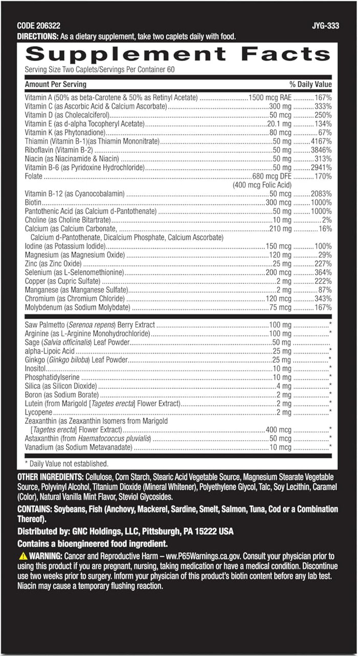 GNC Mega Men 50 Plus Multivitamin Caplets, Clinically Proven, Heart & Prostate Health, B Vitamins, Saw Palmetto, Memory, Vitamin D-3, 120 count