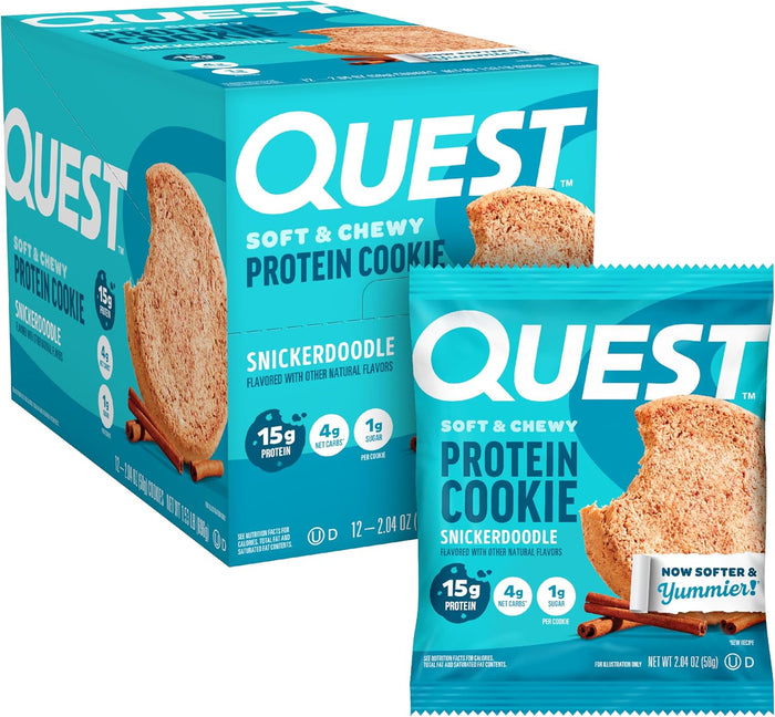 Quest Nutrition Chocolate Chip Protein Cookie, 15g Protein, 1g Sugar, 2g Net Carbs, Keto Friendly, High Protein, Low Carb; 12 Count