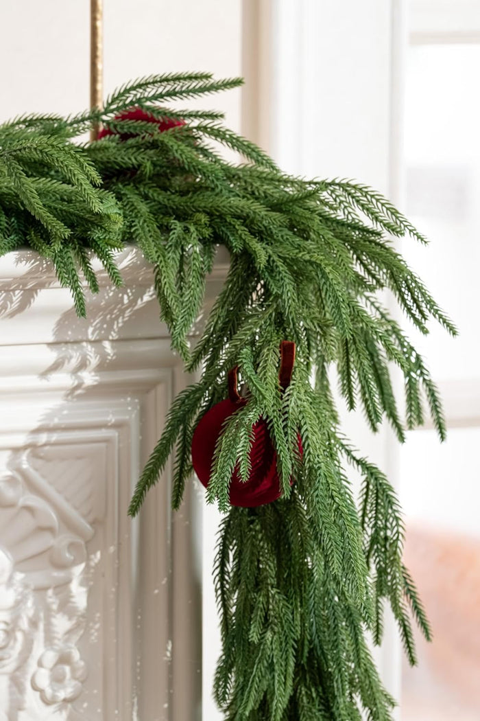 Deluxe Christmas Garland – Real Touch Norfolk Pine Garland for Mantel, Staircase, Arches, and Holiday Decor, Artificial Greenery (Norfolk Pine Garland, 6Feet)
