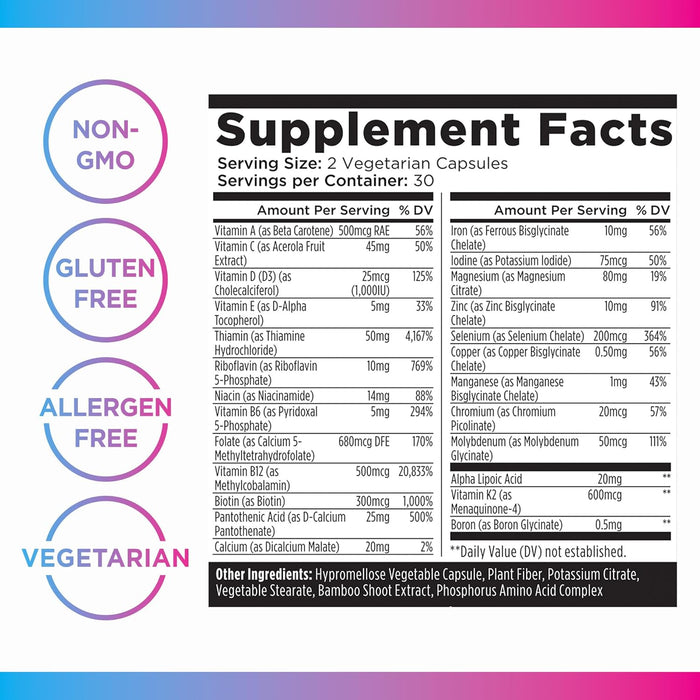 Livingood Daily Methylated Multivitamin for Women and Men, Multi Vitamin Supplement with Alpha Lipoic Acid, B Vitamins, Iron, Zinc and Selenium, Energy, Metabolism and Immune Support, 60 Capsules