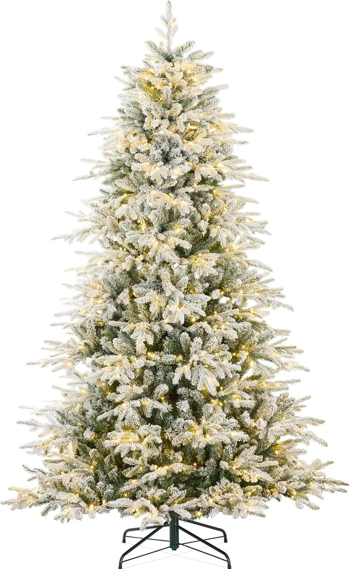 Best Choice Products Full Aspen Christmas Tree, 9ft Pre-lit Realistic Noble Fir w/ 1,200 Glowing Micro LED Lights, 2-in-1 White & Multicolor