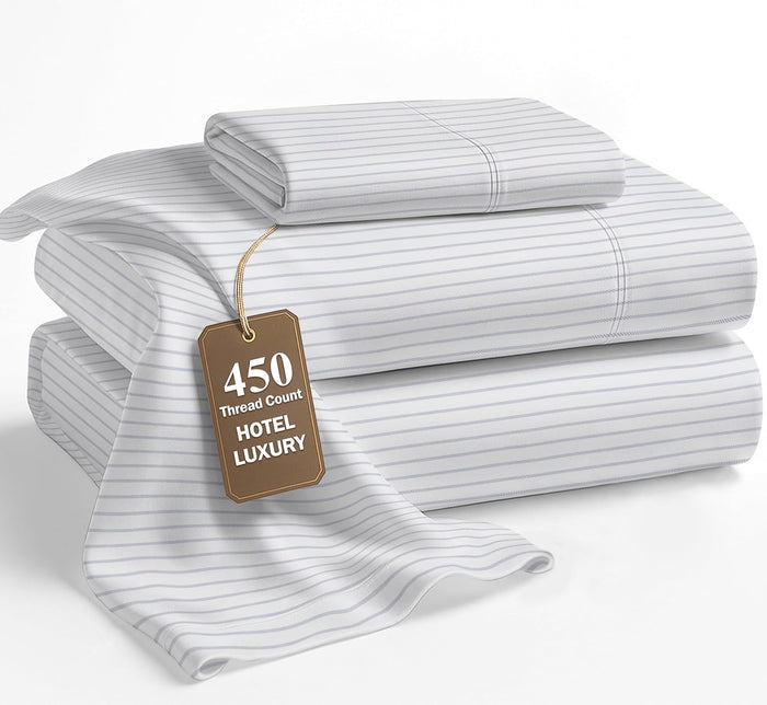 LANE LINEN Twin XL Sheet Sets – 450 Thread Count 100% Cotton Sheets, Cooling Sateen Weave, 15” Deep Pocket Fully Elasticized Fitted Sheet, Premium Dorm Room Bedding, White