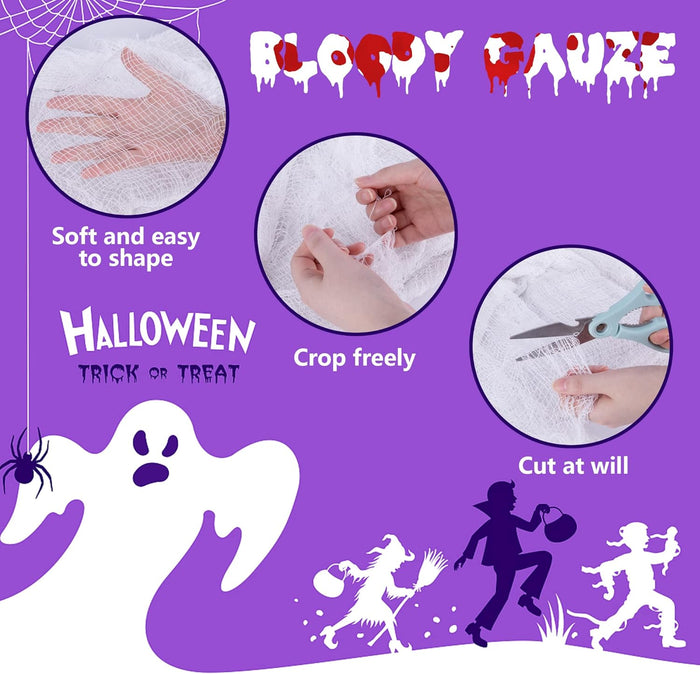 Watayo 500 x 39 Inch Large Size Halloween Spooky Cloth, Halloween White Scary Creepy Cloth, Windows Doorways Cover Gauze for Halloweens Haunted House Party Decor