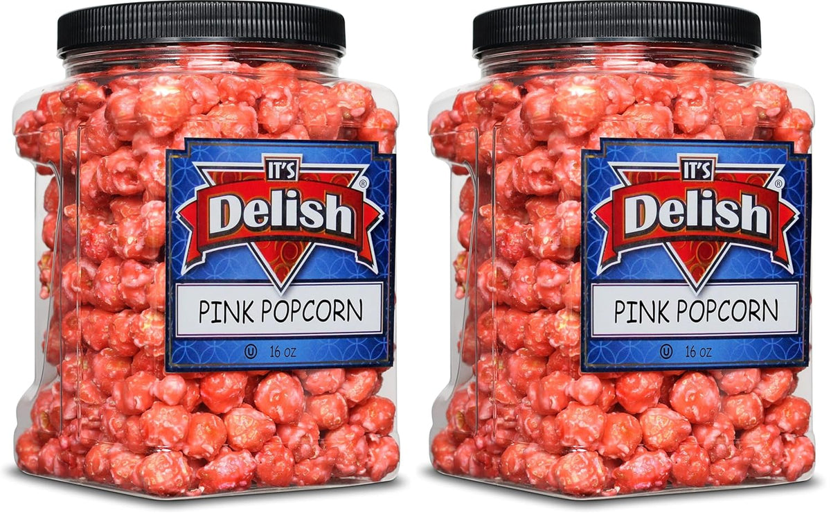 Gourmet Purple Grape Flavored Popcorn by It's Delish, 16 Oz Jumbo Container | Bulk Air Popped Pop Corn Snack - Fruity Purple Themed Candy Confetti – Gluten Free, Vegan, Kosher, 1 Count