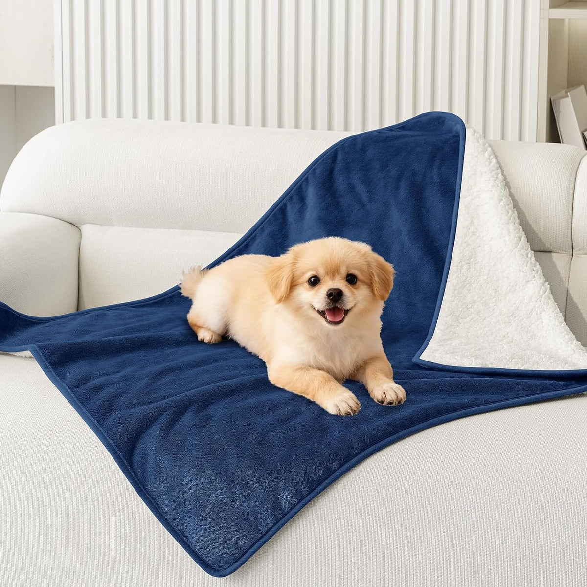 Smiry Waterproof Dog Bed Blanket, Leakproof Pet Throw Blanket for Bed Couch Sofa, Reversible Sherpa Fleece Furniture Protector Cover for Small Medium Large Dogs Cats (Grey, 50x60 inches)