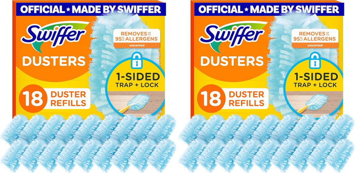 Swiffer Dusters Refill for Cleaning, Made by SWIFFER, Feather & Microfiber Duster Disposable Alternative, for Dusting Furniture, Blinds, Ceiling Fans, Walls, Helps Remove Allergens, Unscented, 18ct