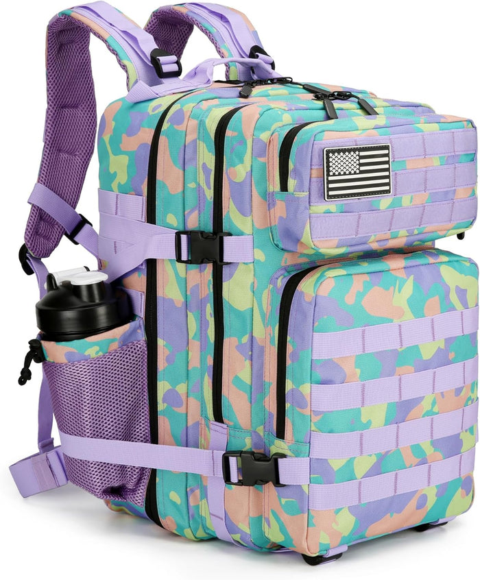 Tactical Assault Backpack - 45L 3 Day Assault Pack with MOLLE, Waterproof Rucksack - Fluorescent Tie Dye