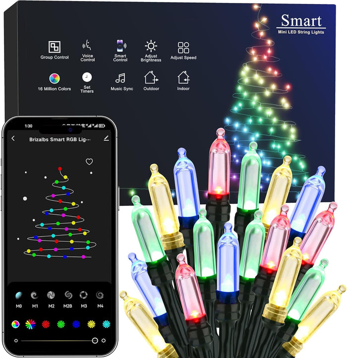 Brizled Christmas Lights, 33ft 100 LED End to End Connectable Mini Christmas String Lights, 120V UL Certified Cool White Xmas Tree Light Indoor Outdoor Mini Light Set for Xmas Tree Party Wedding Decor
